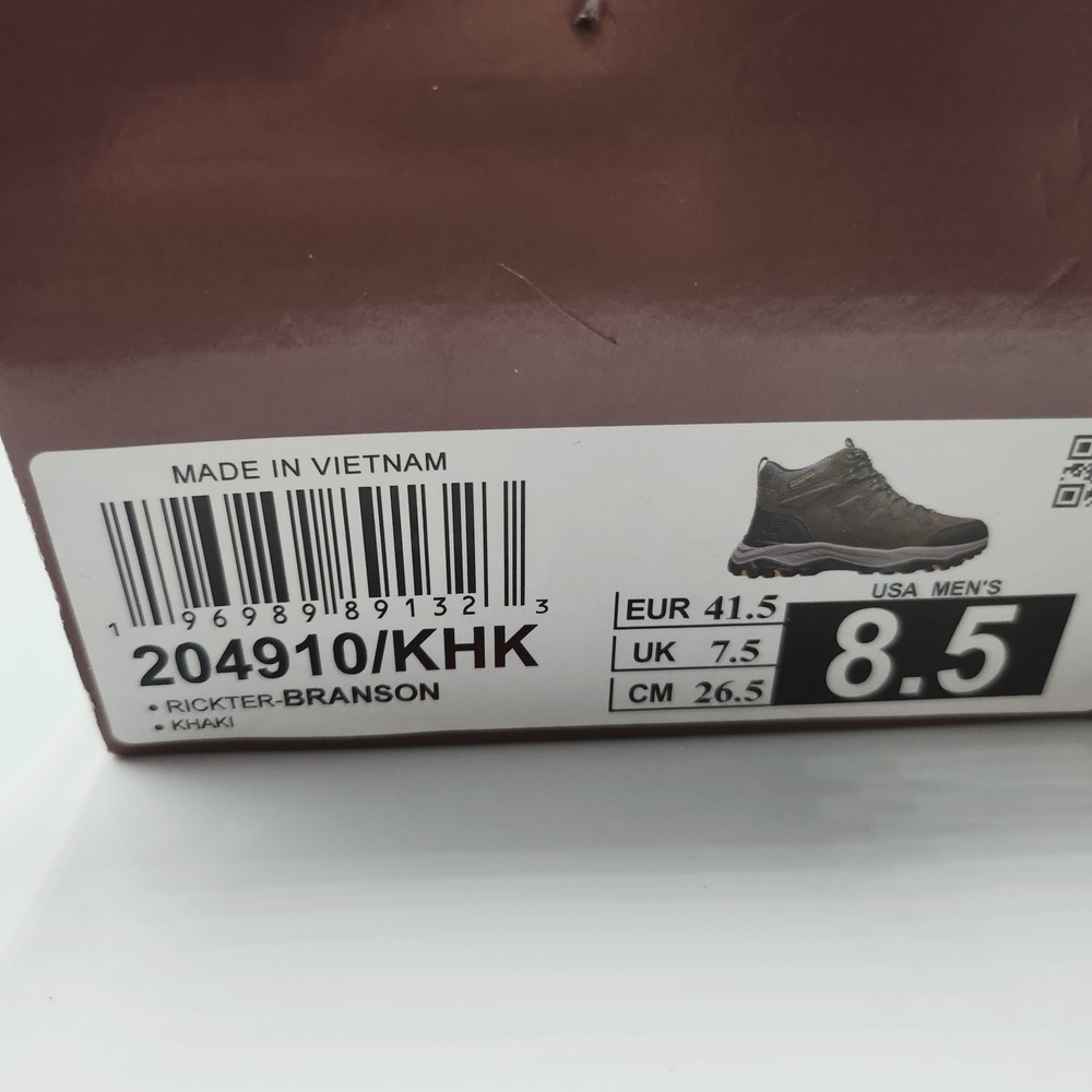 Mens Size 8.5 Skechers Hiking Boots Rickter Branson Waterproof Khaki 204910 - Picture 5 of 5